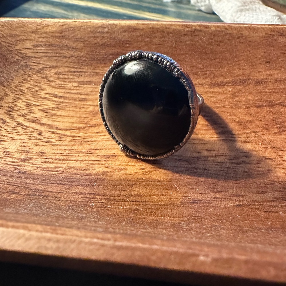 Black Opal stone ring, size 8.5
